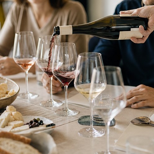 Copas y vino durante una experiencia compartida